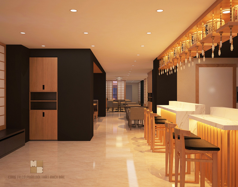 Thiết kế nội thất nhà hàng Nhật Haru - Không gian quầy bar - H3